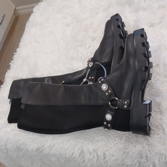 KARL LAGERFELD MILLA LEATHER RHINESTONE EMBELLISHED KNEE HIGH BOOTS NEW SZ 10 - Picture 10 of 16